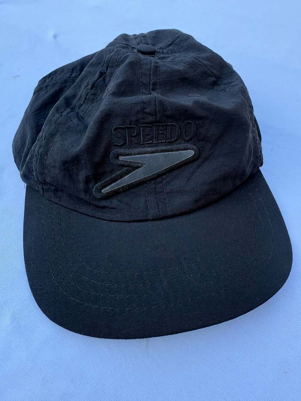 Vintage Speedo Black Nylon Snapback Hat Made In USA